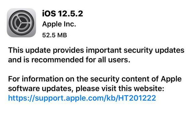 固原苹果手机维修分享iOS12.5.2发布，建议所有老苹果用户安装 